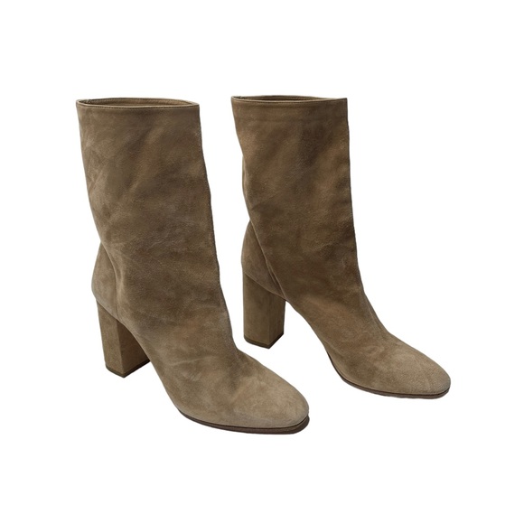 Aquazzura | Boogie Slouchy Scrunch Suede Bootie in Tan 37 - Picture 2 of 13